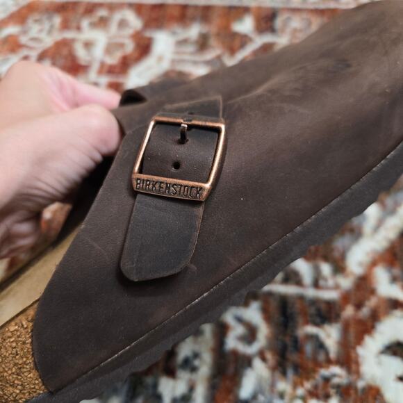 Birkenstock Bostons Womens Size 7 Sandals Clogs Habana Brown Oiled Leather Slide - Picture 3 of 7